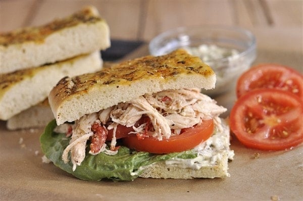 Roasted Red Pepper Chicken and Pesto  Sandwich