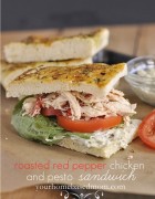 roasted red pepper chicken and pesto sandwich www.yourhomebasedmom.com