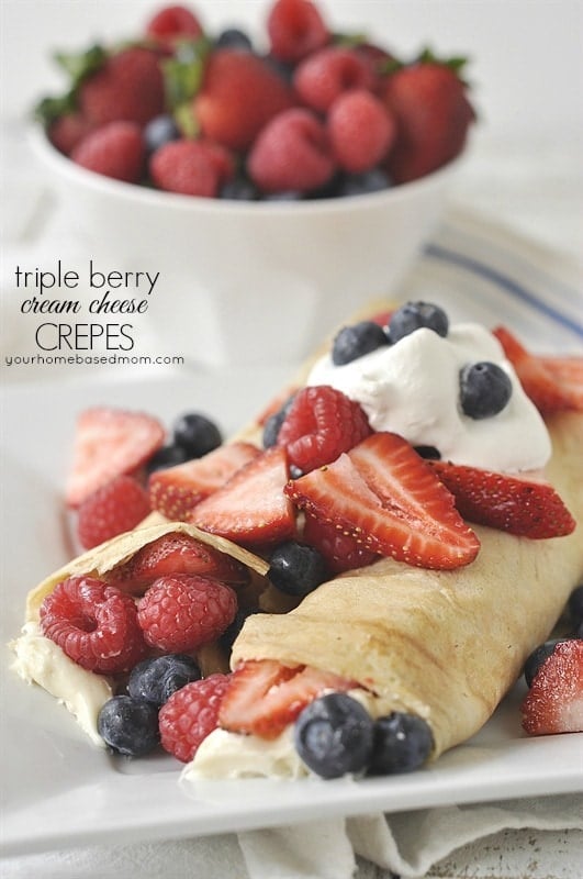Triple Berry Cream Cheese Crepes