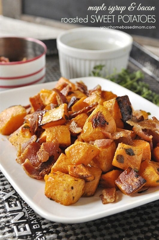 Maple Syrup Bacon Roasted Sweet Potatoes