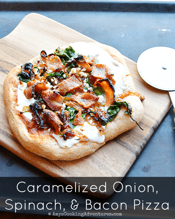 Caramelized Onion, Spinach, & Bacon Pizza 2