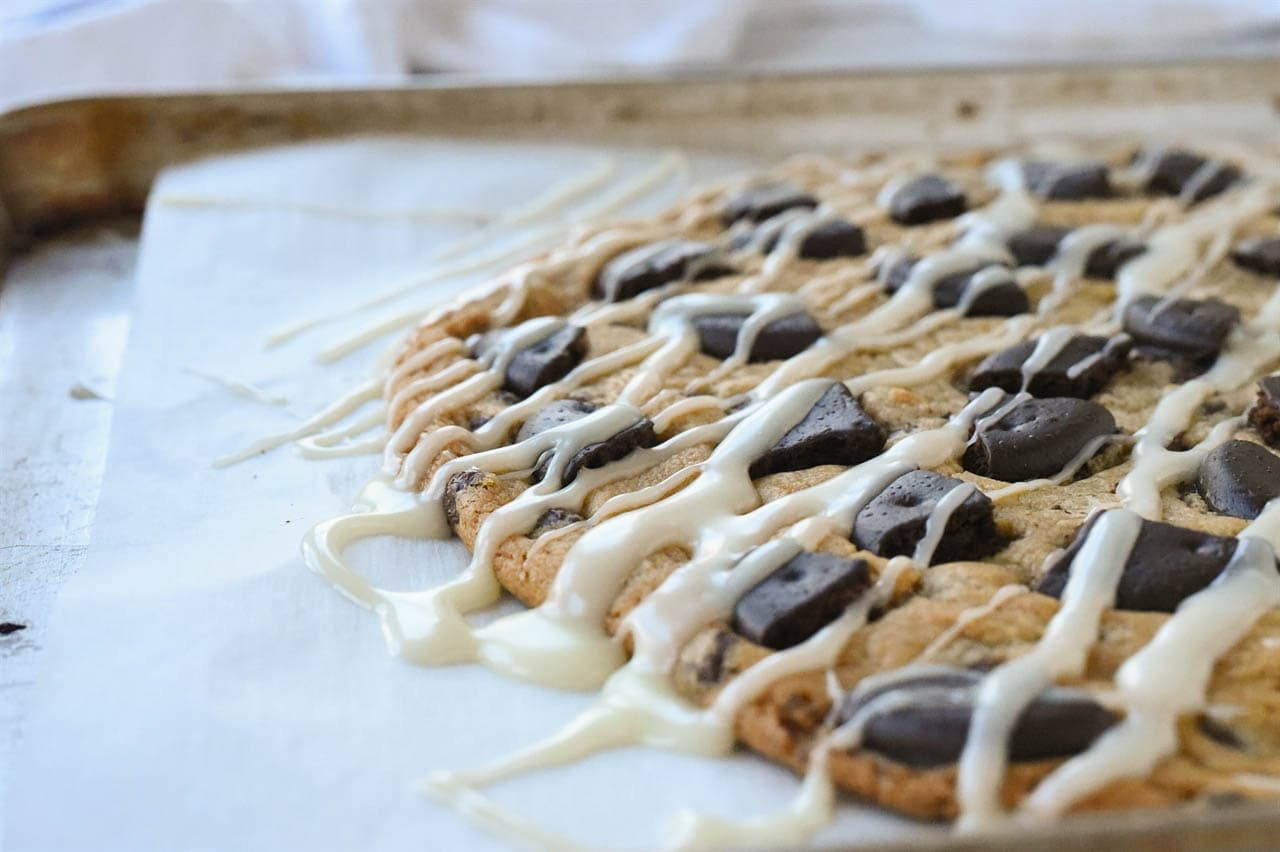 side view of cookie pizza