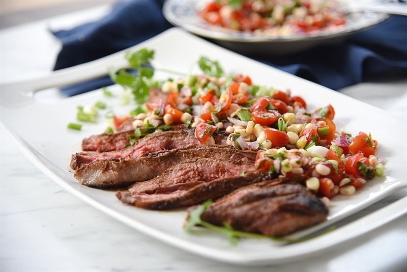 Chili Rubbed Flank Steak with Roasted Corn Salsa Your Homebased Mom