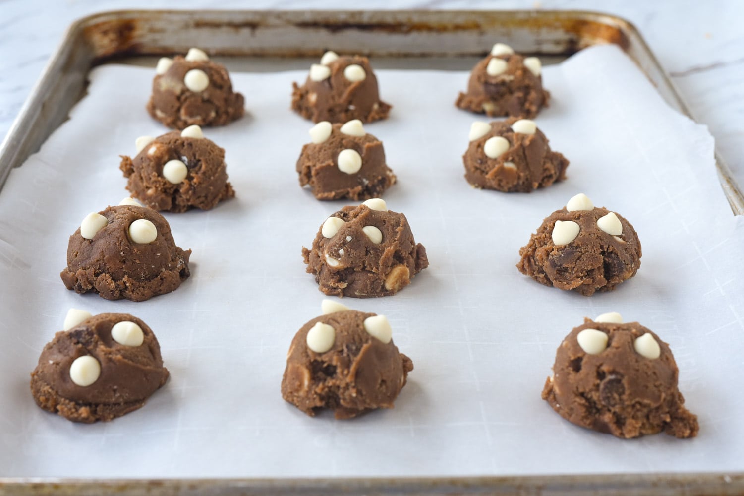 cookie dough on baking sheet