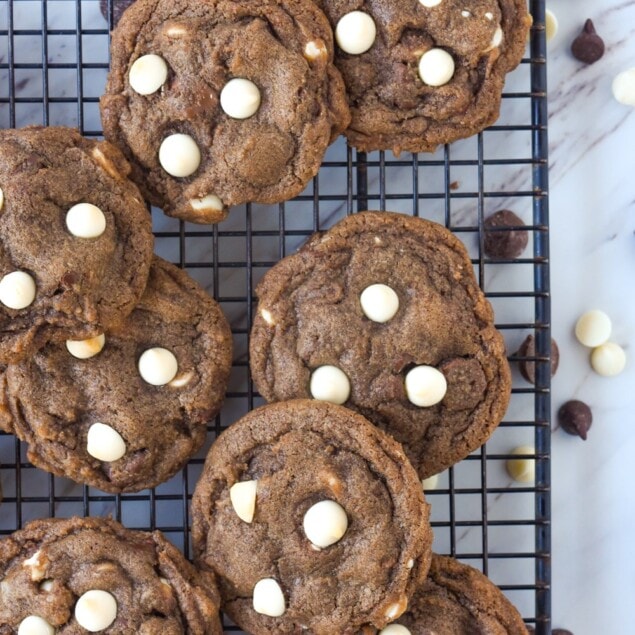 hot chocolate cookies on a cooling rack