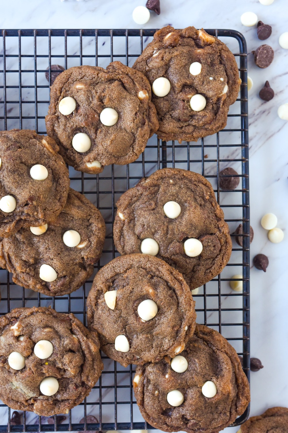 hot chocolate cookies on a cooling rack