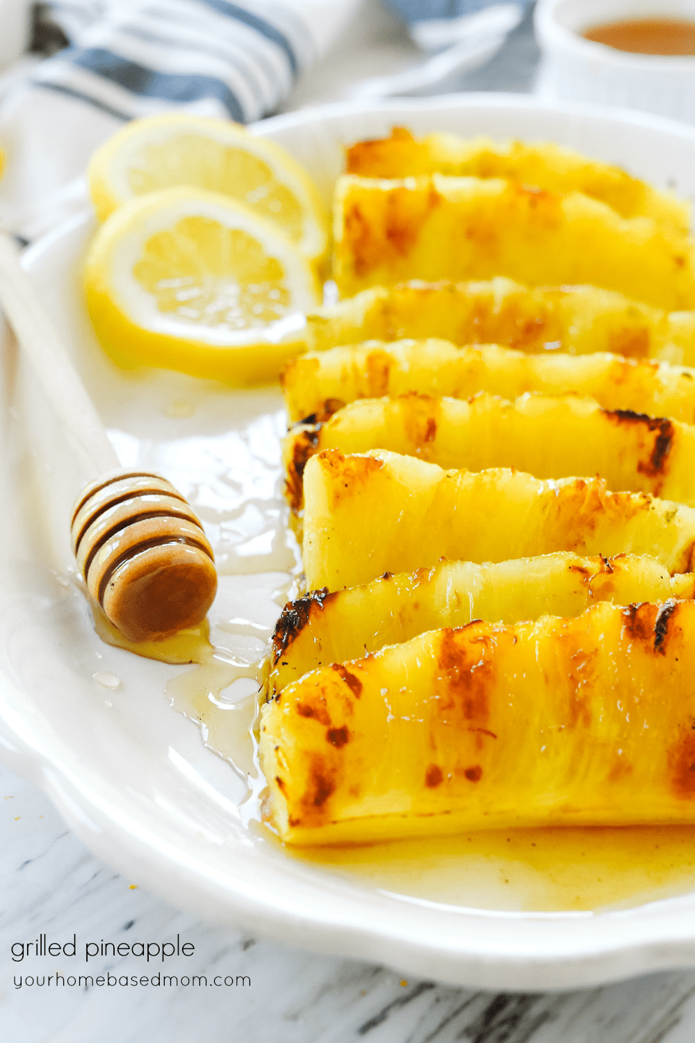 grilled pineapple spears on a plate