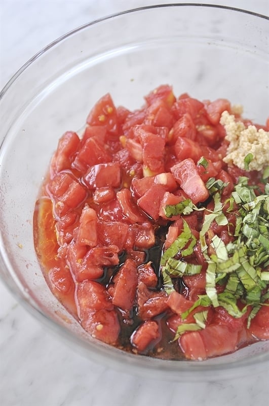 Fresh Tomato Bruschetta ingredients