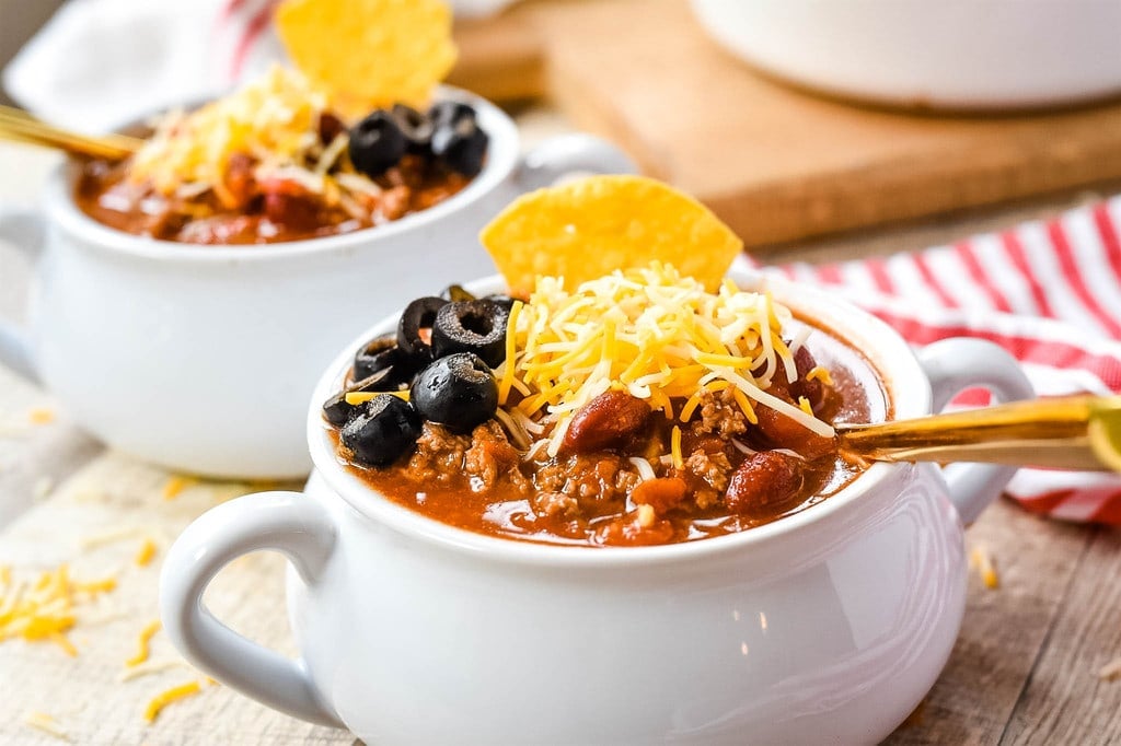 two bowls of taco soup