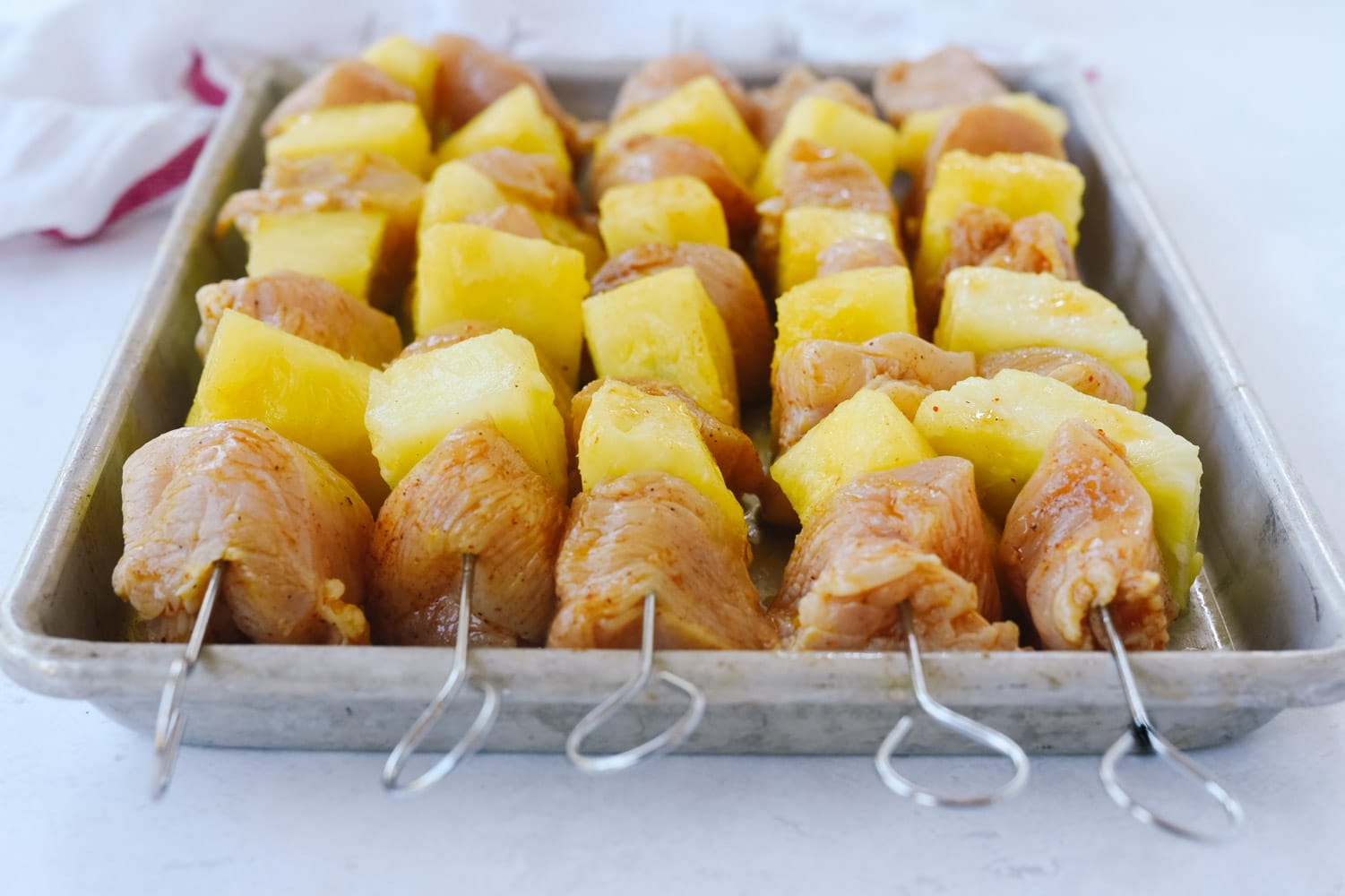 Chicken skewers ready to grill