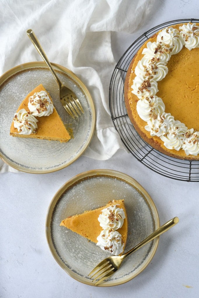 Two slices of pumpkin pie