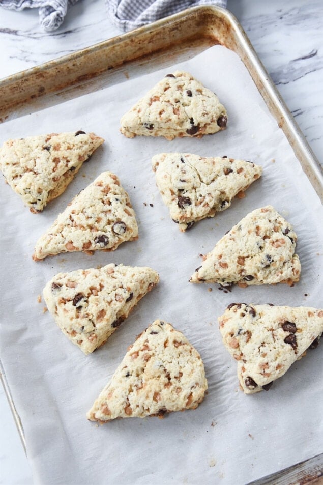 Chocolate Chip and Toffee Cream Scones Your Homebased Mom