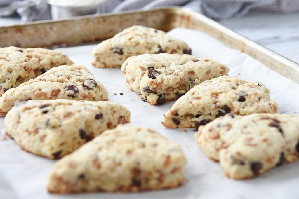 CHocolate Chip and Toffee Cream Scones