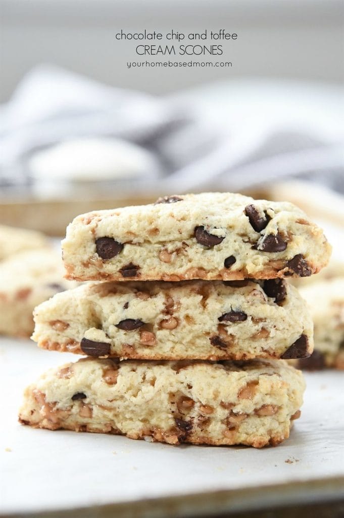 Chocolate Chip and Toffee Cream Scones Your Homebased Mom