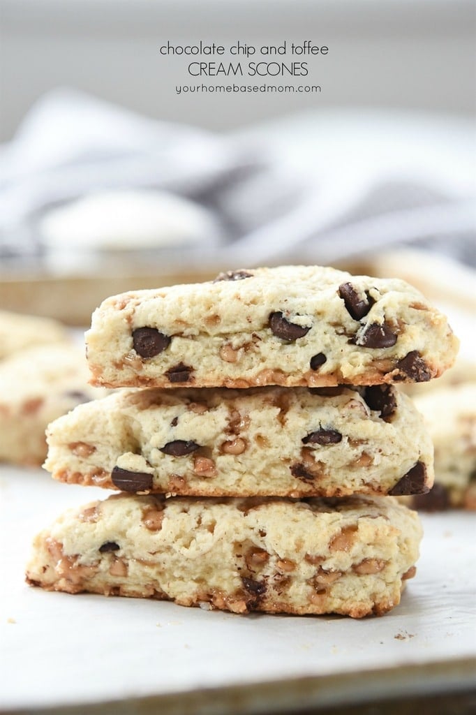 Chocolate Chip and Toffee Cream Scones