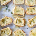 Slices of crostini with brie