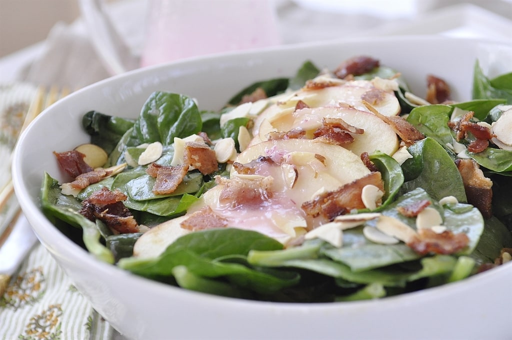 Spinach Apple Salad in a bowl