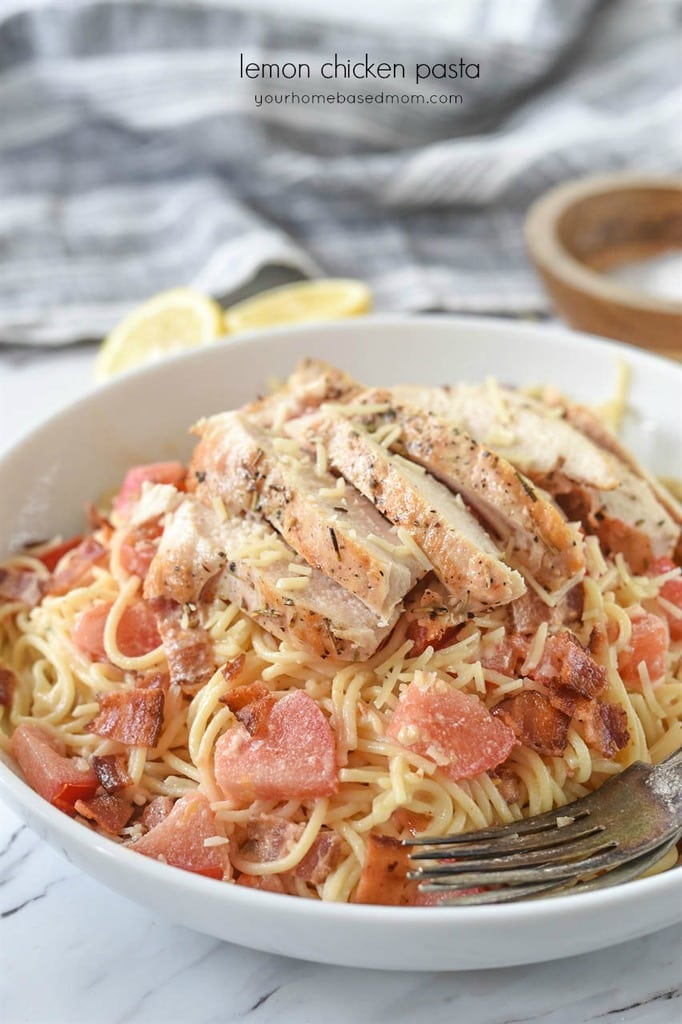 Lemon Chicken Pasta in a bowl