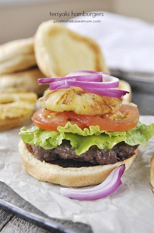 teriyaki burger Teriyaki Hamburger with grilled pineapple rings