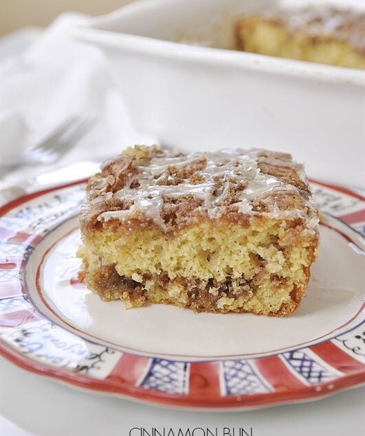 Cinnamon Bun Cake is the perfect anytime treat. Moist, delicious and full of cinnamon goodness