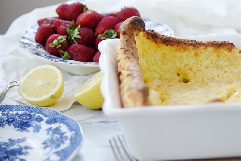 dutch baby pancake with strawberries