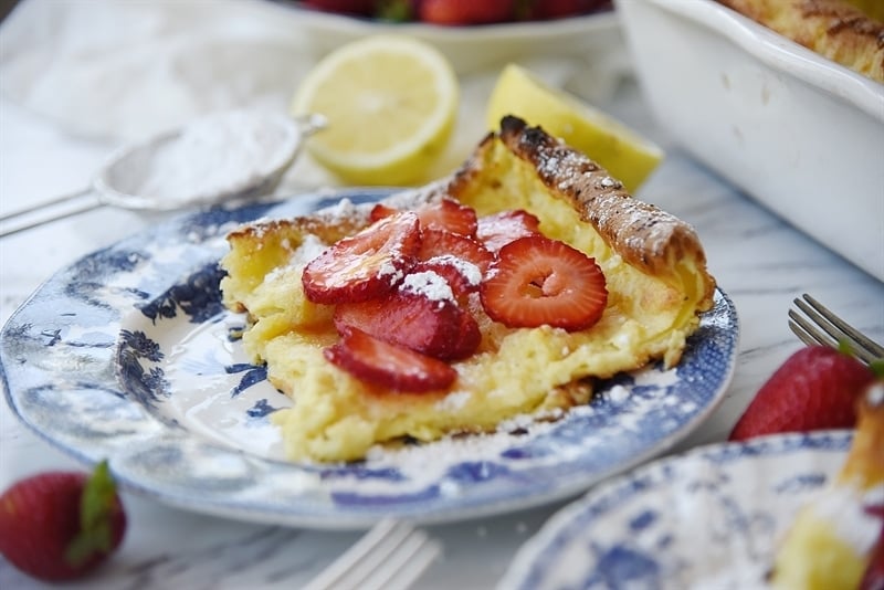 German Pancake topped with strawberries