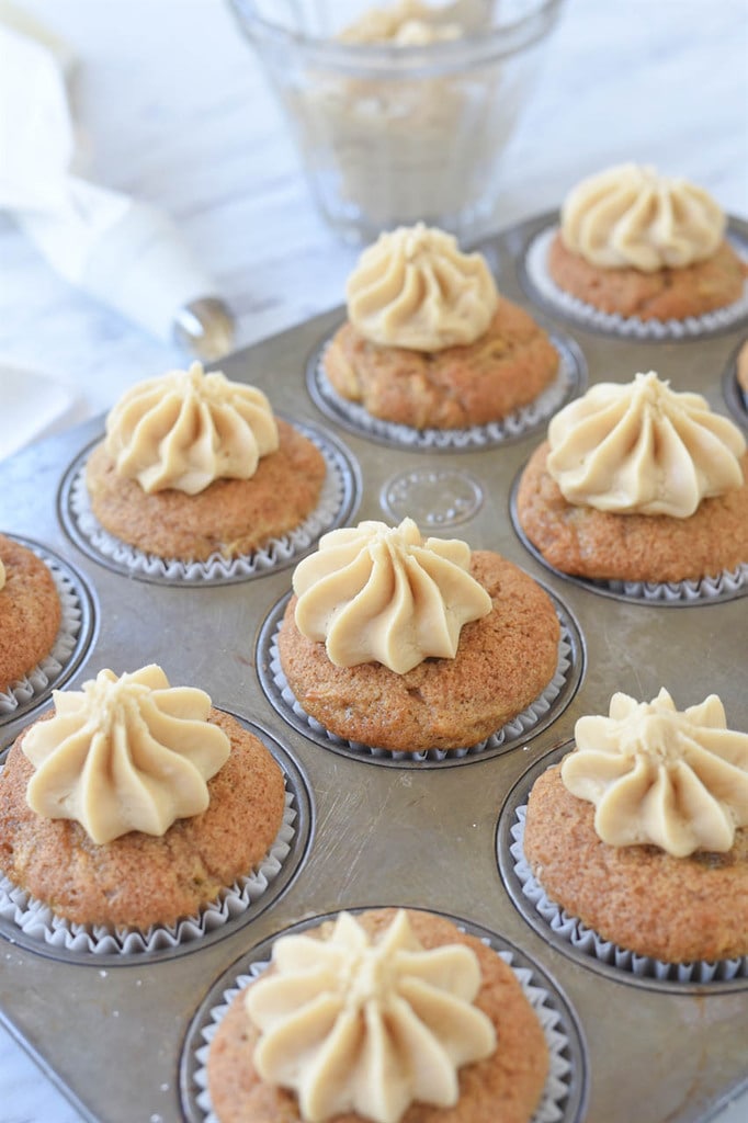 zucchini cupcakes with caramel frosting