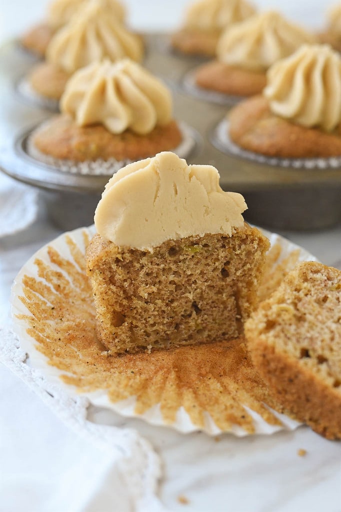 zucchinni cupcake cut in half