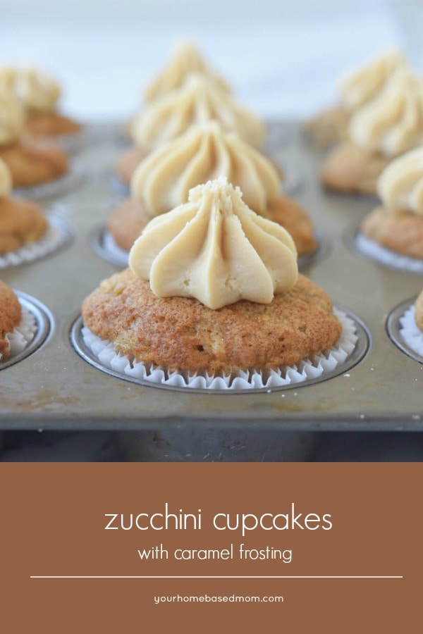 zucchini cupcakes frosted with caramel frosting