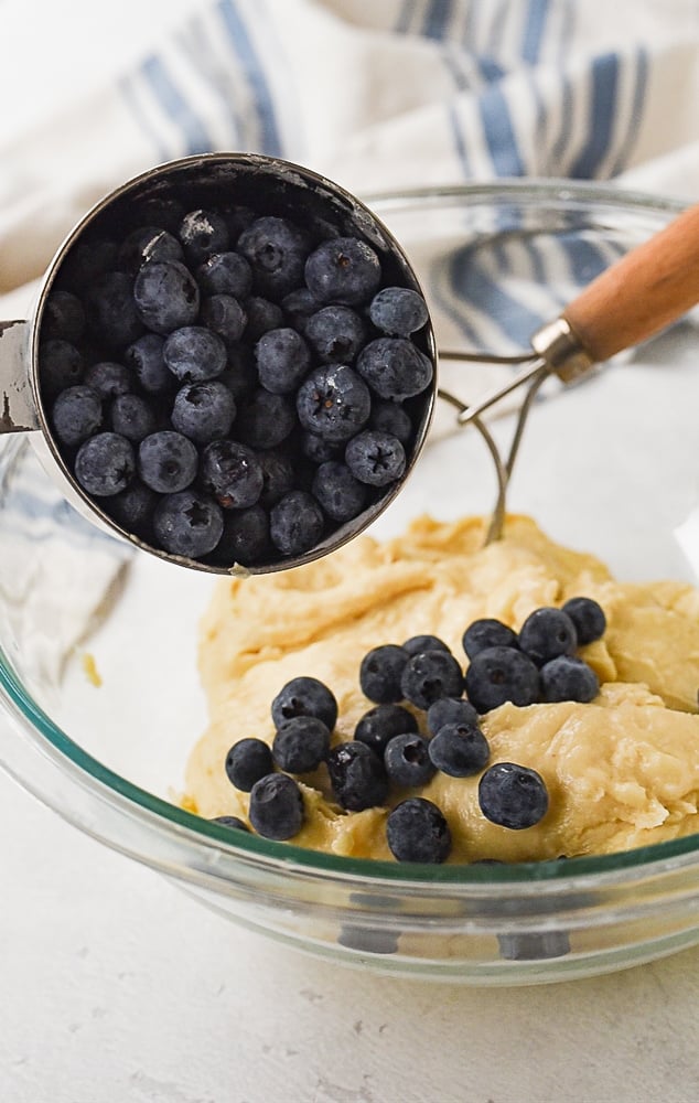 blueberries into batter