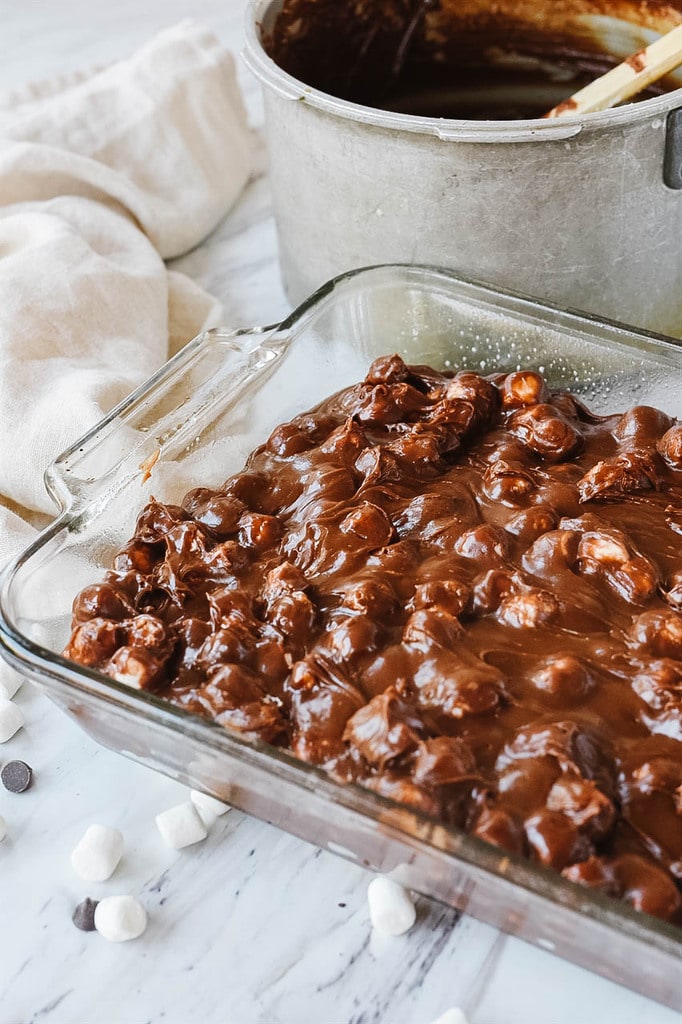 Rocky Road Fudge in a pan