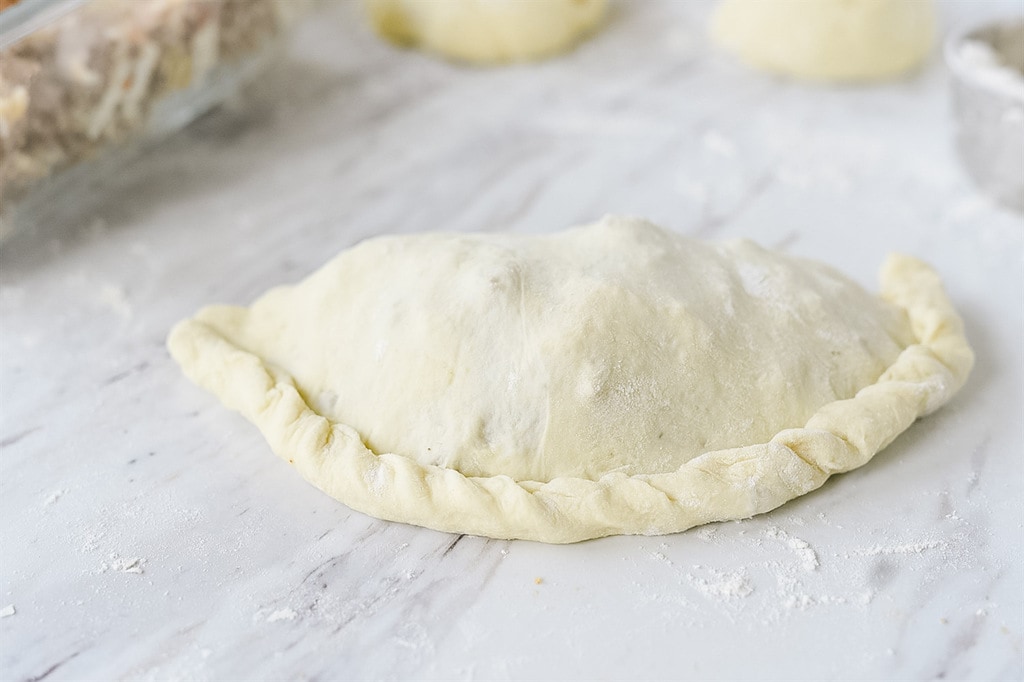 cowboy calzone ready to be baked