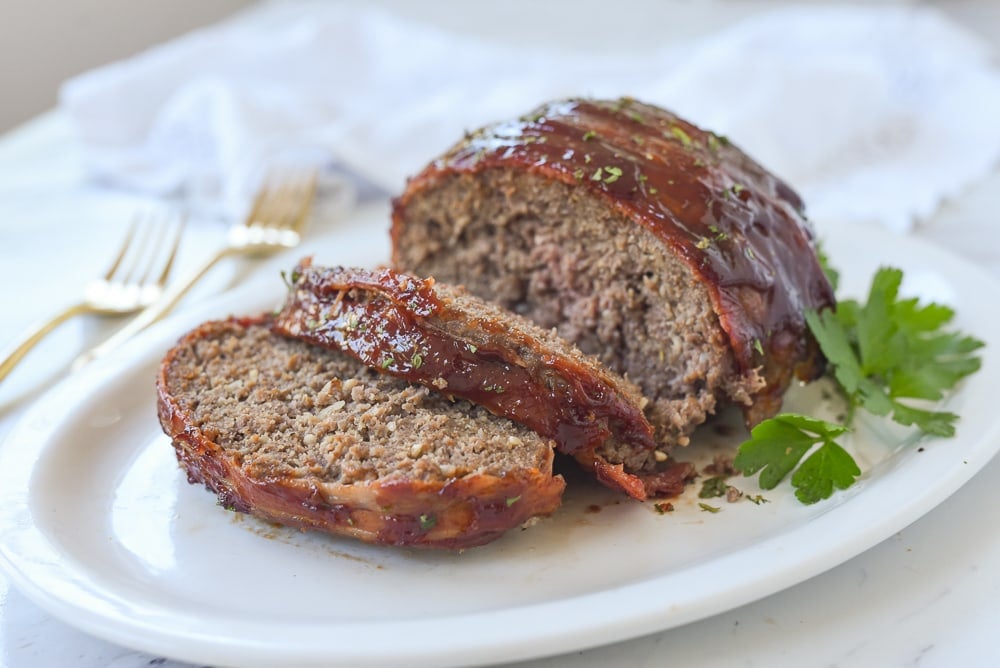 sliced meatloaf on a plate