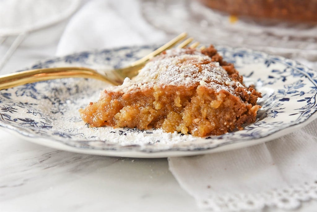  Slice of Chess Pie with oatmeal crust and powdered sugar