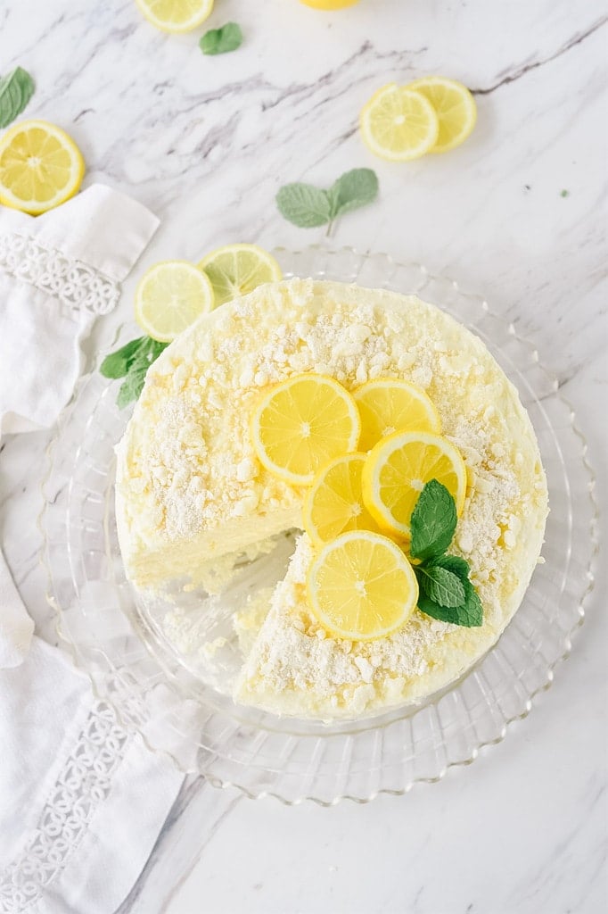 Lemon Cream Cake with fresh lemons