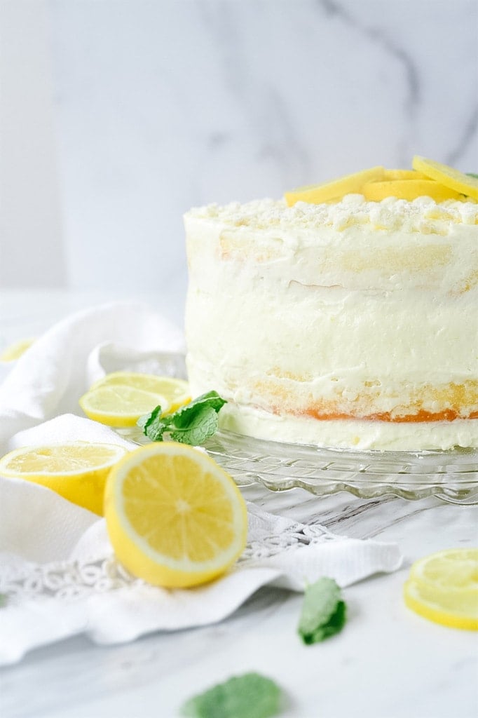 Lemon Cream cake on a plate