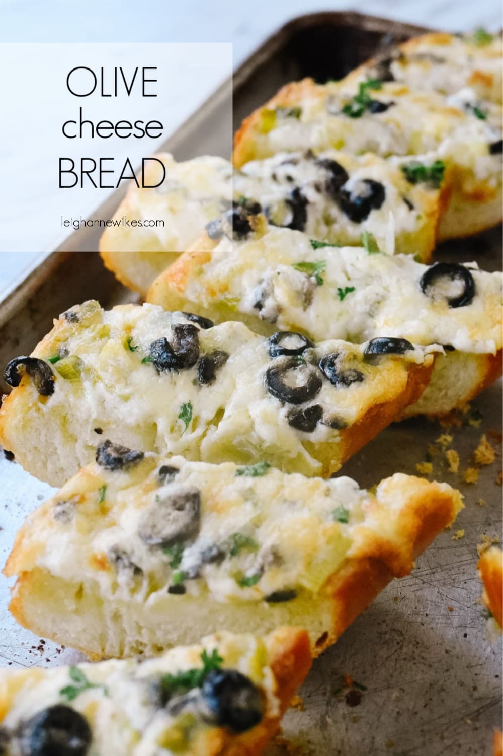 slices of olive cheese bread