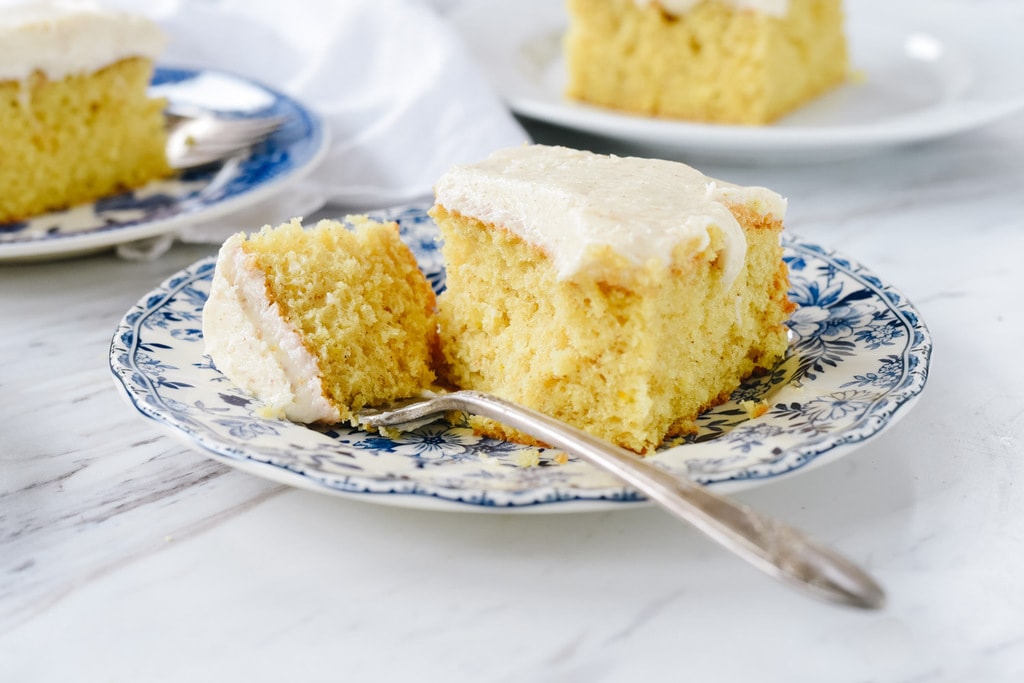 yellow cake with brown butter buttercream