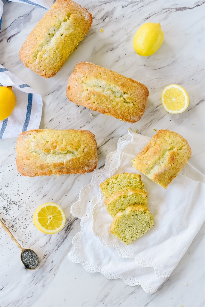 Four mini loaves of Lemon Poppy seed Bread