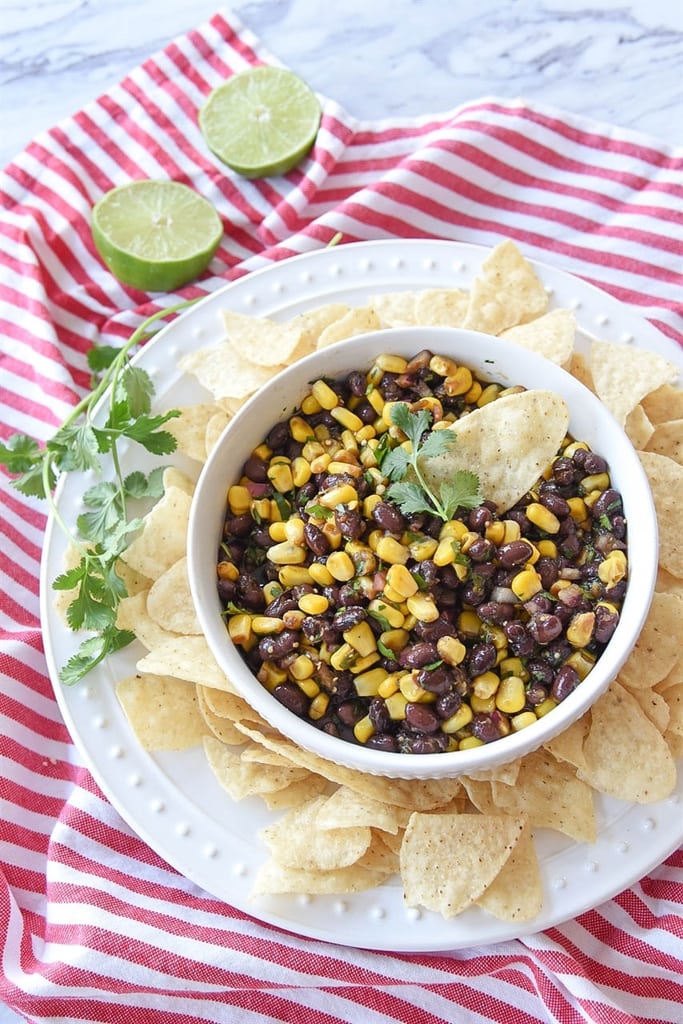 Balsamic Black Bean Salsa and chips