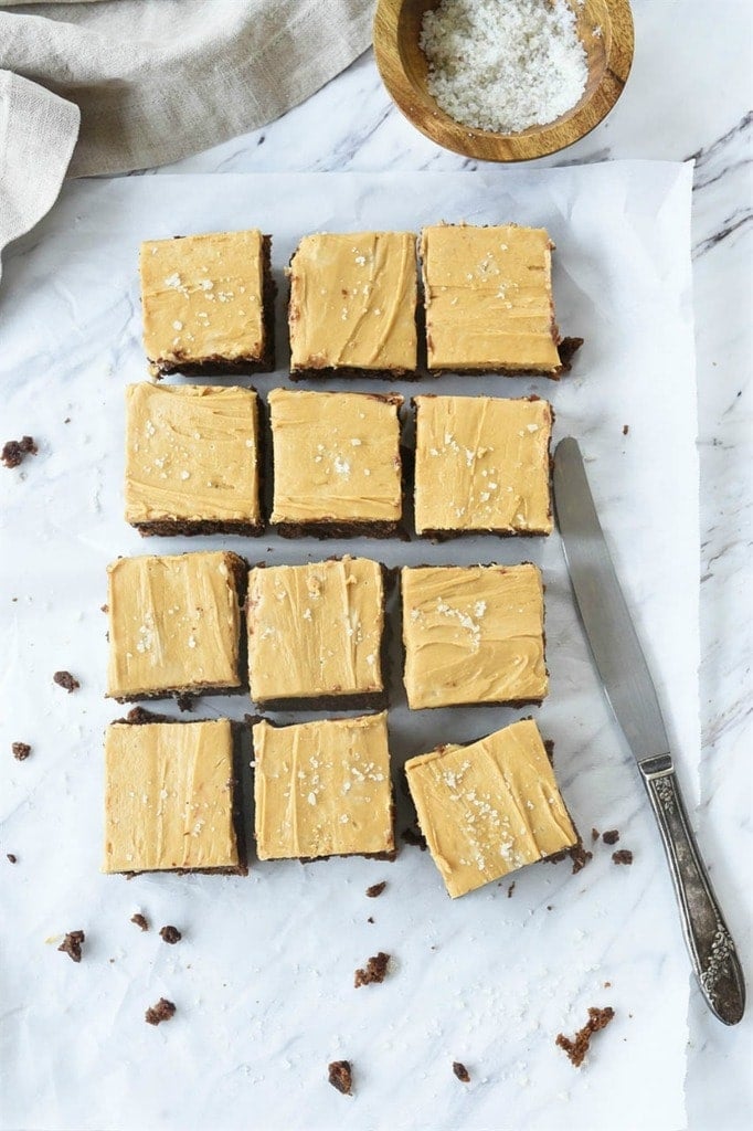 Salted Carmel Frosting on brownies