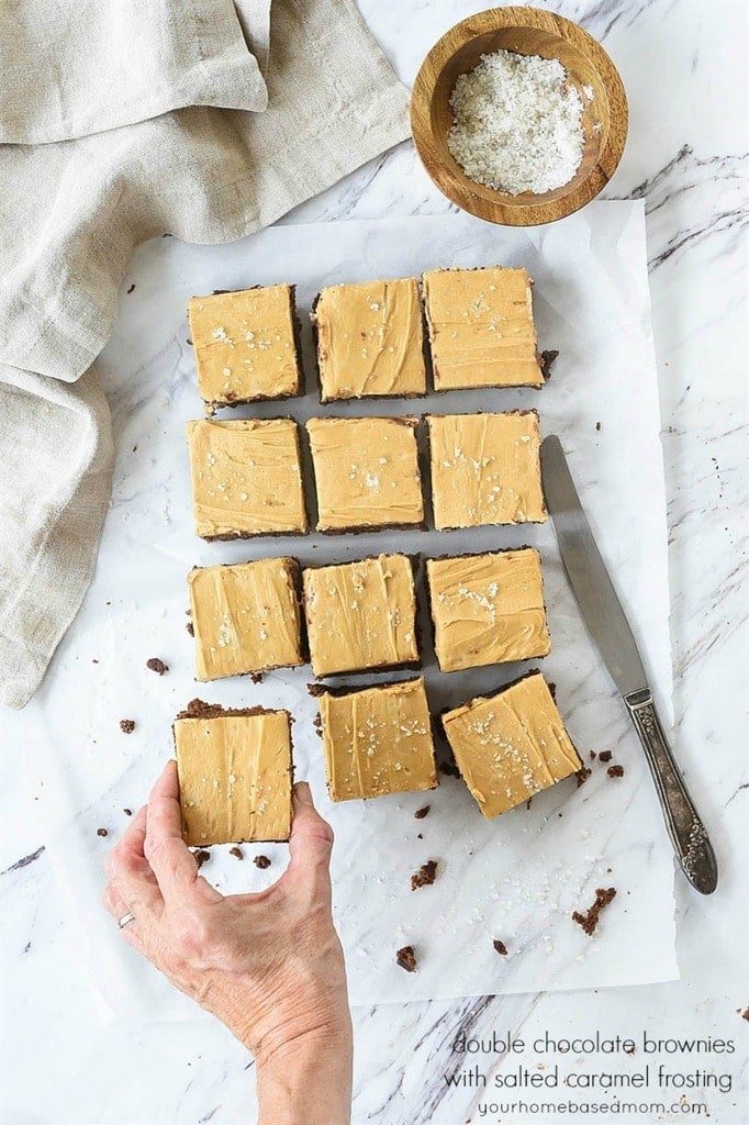 Double Chocolate Brownies Double Chocolate Brownies with Salted Caramel Frosting
