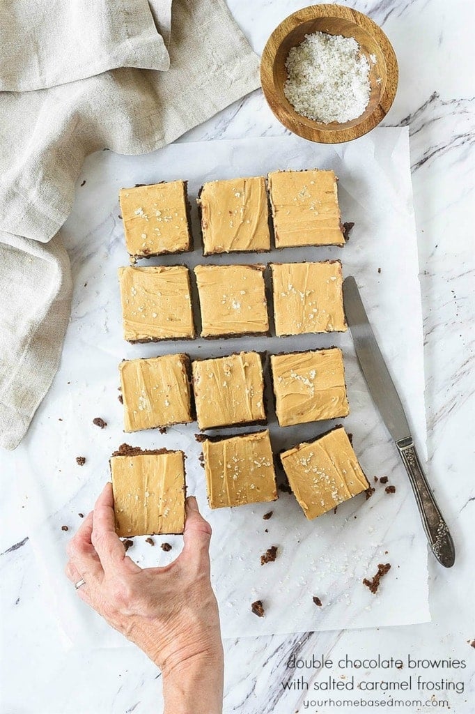 Double Chocolate Brownies with Salted Caramel Frosting