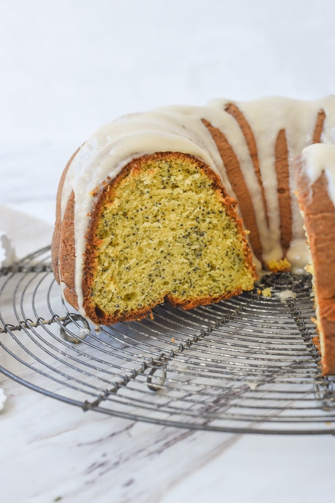 sliced poppy seed cake