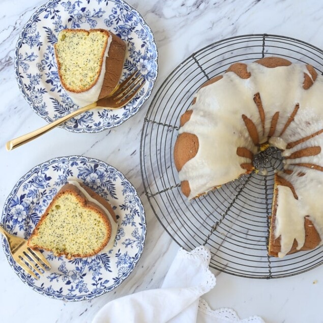 slices of poppy seed cake on a plate