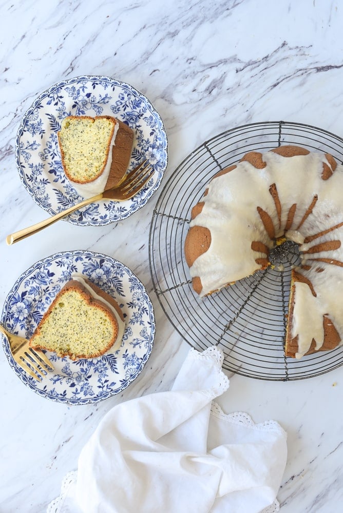 slices of poppy seed cake on a plate