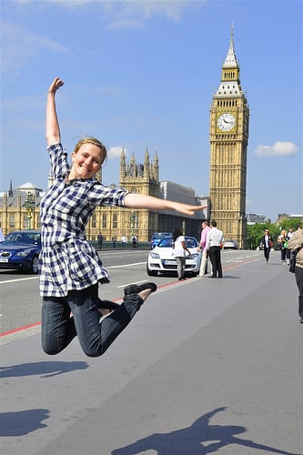 jumping in front of Big Ben