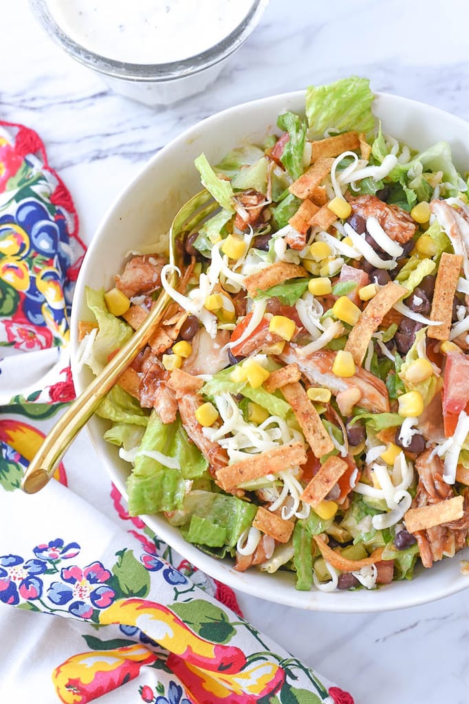 BBQ Chicken Salad with tortilla strips