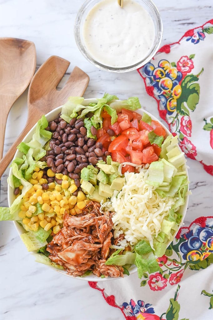 BBQ Chicken Salad with black beans and corn