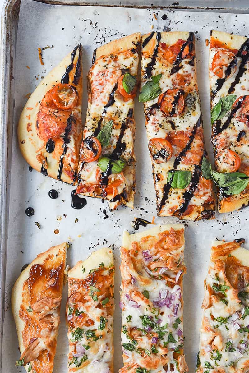 sliced pizza flatbread